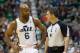 Jan 7, 2013; Salt Lake City, UT, USA; Utah Jazz point guard Jamaal Tinsley (6) talks with referee Eli Roe (44) during the first quarter against the Dallas Mavericks at EnergySolutions Arena. Mandatory Credit: Russ Isabella-USA TODAY Sports