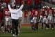 Sep 28, 2013; Columbus, OH, USA; Ohio State Buckeyes head coach Urban Meyer celebrates during the fourth quarter against the Wisconsin Badgers at Ohio Stadium. Buckeyes beat the Badgers 31-24. Mandatory Credit: Raj Mehta-USA TODAY Sports