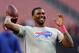 Oct 3, 2013; Cleveland, OH, USA; Buffalo Bills quarterback EJ Manuel (3) warms up before a game against the Cleveland Browns at FirstEnergy Stadium. Mandatory Credit: Ron Schwane-USA TODAY Sports