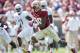 TALLAHASSEE, FL - OCTOBER 5: Rashad Greene #80 of the Florida State Seminoles runs for a long first down against the Maryland Terrapins during the first half on October 5, 2013 at Doak Campbell Stadium in Tallahassee, Florida. The Seminoles went to beat