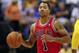 INDIANAPOLIS, IN - OCTOBER 05: Derrick Rose #1 of the Chicago Bulls seen during action against the Indiana Pacers on October 5, 2013 at Bankers Life Fieldhouse in Indianapolis, Indiana. Chicago defeated Indiana 82-76. NOTE TO USER: User expressly acknowle
