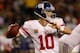 CHICAGO, IL - OCTOBER 10: Quarterback Eli Manning #10 of the New York Giants drops back to pass against the Chicago Bears during a game at Soldier Field on October 10, 2013 in Chicago, Illinois. (Photo by Jonathan Daniel/Getty Images)