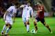 ALBACETE, SPAIN - OCTOBER 15: Andres Iniesta of Spain competes for the ball with Elguja Grigalashvili of Georgia during the FIFA 2014 World Cup Qualifier match between Spain and Georgia at Carlos Belmonte stadium on October 15, 2013 in Albacete, Spain. (