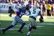Oct 12, 2013; Manhattan, KS, USA; Baylor Bears wide receiver Antwan Goodley (5) tries to run past Kansas State Wildcats defensive back Randall Evans (15) during the Bears' 35-25 win at Bill Snyder Family Stadium. Mandatory Credit: Scott Sewell-USA TODAY S