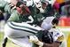 Oct 13, 2013; East Rutherford, NJ, USA; New York Jets quarterback Geno Smith (7) is sacked by Pittsburgh Steelers cornerback Cortez Allen (28) during the game at MetLife Stadium. Mandatory Credit: William Perlman/THE STAR-LEDGER via USA TODAY Sports