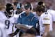 Jacksonville Jaguars offensive coordinator Bill Musgrave talks strategy with his quarterbacks August 23, 2003 at Raymond James Stadium, Tampa. The Tampa Bay Buccaneers Bucs defeated the Jaguars 10 - 6 in pre-season play. (Photo by Al Messerschmidt/Ge