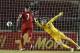 Oct 15, 2013; Panama City, Panama; United States goalkeeper Brad Guzan is unable to stop a goal by Panama player Gabriel Torres (not seen) as Blas Perez (7) looks on during the first half of a World Cup qualifier soccer game at Estadio Rommel Fernandez. M