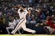 MILWAUKEE, WI - SEPTEMBER 30: Corey Hart #1 of the Milwaukee Brewers flies out to center during game action against the Houston Astros at Miller Park on September 30, 2012 in Milwaukee, WI. The Astros defeated the Brewers 7 - 0. (Mark Hirsch/Getty Images)