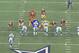 The Cowboys showed double A-gap pressure, forcing running back Roy Helu Jr. into pass protection.