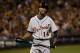 OAKLAND, CA - OCTOBER 05: Austin Jackson #14 of the Detroit Tigers reacts after being struck out in the eighth inning against the Oakland Athletics during Game Two of the American League Division Series at O.co Coliseum on October 5, 2013 in Oakland, Cal