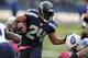 SEATTLE, WA. - OCTOBER 13: Running back Marshawn Lynch #24 of the Seattle Seahawks runs with the ball during the fourth quarter of the game against the Tennessee Titans at CenturyLink Field on October 13, 2013 in Seattle, Washington. Seattle won the game