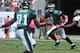 TAMPA, FL - OCTOBER 13: Quarterback Nick Foles #9 of the Philadelphia Eagles looks to pass in the 2nd half against the Tampa Bay Buccaneers October 13, 2013 at Raymond James Stadium in Tampa, Florida. The Eagles won 31 - 20. (Photo by Al Messerschmidt/Get