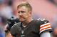 CLEVELAND, OH - OCTOBER 13: Quarterback Brandon Weeden #3 of the Cleveland Browns reacts after the game against the Detroit Lions at FirstEnergy Stadium on October 13, 2013 in Cleveland, Ohio. The Lions defeated the Browns 31-17. (Photo by Jason Miller/Ge