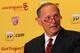 LOS ANGELES, CA - APRIL 03: USC Athletic Director Pat Haden addresses the audience during the press conference to introduce Andy Enfield as USC's new basketball head coach on April 3, 2013 in Los Angeles, California. (Photo by Victor Decolongon/Getty Im