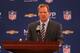 NEW ORLEANS, LA - FEBRUARY 04: NFL Commissioner Roger Goodell speaks during the Super Bowl XLVII Team Winning Coach and MVP Press Conference at the Ernest N. Morial Convention Center on February 4, 2013 in New Orleans, Louisiana. (Photo by Christian Pet