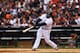 DETROIT, MI - OCTOBER 15: Prince Fielder #28 of the Detroit Tigers hits a single in the first inning against the Boston Red Sox during Game Three of the American League Championship Series at Comerica Park on October 15, 2013 in Detroit, Michigan. (Phot