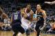 May 15, 2013; Oklahoma City, OK, USA; Oklahoma City Thunder forward Kevin Durant (35) handles the ball against Memphis Grizzlies guard Mike Conley (11) and Grizzlies forward Tayshaun Prince (21) during the second half in game five of the second round of t