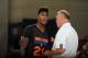LAS VEGAS, NV - JULY 12: Iman Shumpert #21 of the New York Knicks gets direction against the New Orleans Pelicans during NBA Summer League on July 12, 2013 at the Cox Pavilion in Las Vegas, Nevada. NOTE TO USER: User expressly acknowledges and agrees that