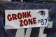 Oct 13, 2013; Foxborough, MA, USA; A sign on the wall at at Gillette Stadium as news that New England Patriots tight end Rob Gronkowski (87) will not play in the game against the New Orleans Saints. Mandatory Credit: Stew Milne-USA TODAY Sports