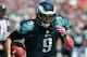TAMPA, FL - OCTOBER 13: Quarterback Nick Foles #9 of the Philadelphia Eagles runs for a touchdown in the 1st quarter against the Tampa Bay Buccaneers October 13, 2013 at Raymond James Stadium in Tampa, Florida. (Photo by Al Messerschmidt/Getty Images)
