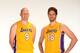 EL SEGUNDO, CA - SEPTEMBER 28: Chris Kaman #9 and Pau Gasol #16 of the Los Angeles Lakers pose for a picture during media day at Toyota Sports Center on September 28, 2013 in El Segundo, California. NOTE TO USER: User expressly acknowledges and agrees th