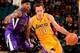 LAS VEGAS, NEVADA - OCTOBER 10: Steve Nash #10 of the Los Angeles Lakers drives to the basket against Isaiah Thomas #22 of the Sacramento Kings at the MGM Grand Garden Arena on October 10, 2013 in Las Vegas, Nevada. NOTE TO USER: User expressly acknowled