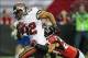 Dec 30, 2012; Atlanta, GA, USA; Tampa Bay Buccaneers running back Doug Martin (22) runs through a tackle by Atlanta Falcons strong safety Chris Hope (24) in the second half at the Georgia Dome. Tampa Bay won 22-17. Mandatory Credit: Daniel Shirey-USA TODA