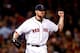 BOSTON, MA - OCTOBER 12: Jon Lester #31 of the Boston Red Sox reacts in the sixth inning against the Detroit Tigers during Game One of the American League Championship Series at Fenway Park on October 12, 2013 in Boston, Massachusetts. (Photo by Jared W