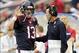 Oct 13, 2013; Houston, TX, USA; Houston Texans quarterback T.J. Yates (13) talks to head coach Gary Kubiak after throwing his second interception against the St. Louis Rams during the second half at Reliant Stadium. The Rams won 38-13. Mandatory Credit: T