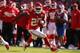 KANSAS CITY, MO - OCTOBER 13: Jamaal Charles #25 of the Kansas City Chiefs drives down the field against the Oakland Raiders defense in the third quarter October 13, 2013 at Arrowhead Stadium in Kansas City, Missouri. (Photo by Kyle Rivas/Getty Images)