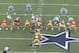 The Redskins used a stacked line to overwhelm a seven-man defensive front.