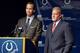 INDIANAPOLIS, IN - MARCH 07: Peyton Manning (L) speaks as Indianapolis Colts owner Jim Irsay listens during a press conference announcing that the Colts will release of Manning at Indiana Farm Bureau Football Center on March 7, 2012 in Indianapolis, Indi