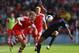 SOUTHAMPTON, ENGLAND - SEPTEMBER 28: SOUTHAMPTON, ENGLAND - SEPTEMBER Marouane Chamakh of Crystal Palace battles for the ball with Luke Shaw of Southampton during the Barclays Premier League match between Southampton and Crystal Palace at St Mary's Stadi
