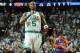 BOSTON, MA - MAY 3: Kevin Garnett #5 of the Boston Celtics celebrates in Game Six of the Eastern Conference Quarterfinals against the New York Knicks during the NBA Playoffs on May 3, 2013 at the TD Garden in Boston, Massachusetts. NOTE TO USER: User ex