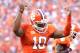 CLEMSON, SC - OCTOBER 12: Tajh Boyd #10 of the Clemson Tigers celebrates after scoring a touchdown against the Boston College Eagles at Memorial Stadium on October 12, 2013 in Clemson, South Carolina. (Photo by Tyler Smith/Getty Images)