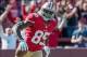 Vernon Davis has showed no signs that his hamstring is bothering him.