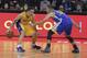 BEIJING, CHINA - OCTOBER 15: (CHINA OUT) Stephen Curry #30 of the Golden State Warriors defends against Steve Nash #10 of the Los Angeles Lakers during the 2013 Global Games at the MasterCard Center on October 15, 2013 in Beijing, China. NOTE TO USER: Us