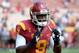LOS ANGELES, CA - SEPTEMBER 21: Marqise Lee #9 of the USC Trojans warms up before the game against the Utah State Aggies at the Los Angeles Memorial Coliseum on September 21, 2013 in Los Angeles, California. (Photo by Harry How/Getty Images)