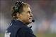Aug 16, 2013; Foxborough, MA, USA; New England Patriots head coach Bill Belichick on the sideline during the third quarter against the Tampa Bay Buccaneers at Gillette Stadium. The New England Patriots won 25-21. Mandatory Credit: Greg M. Cooper-USA TOD
