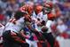 ORCHARD PARK, NY - OCTOBER 13: Andy Dalton #14 of the Cincinnati Bengals hands the ball off to BenJarvus Green-Ellis #42 during NFL game action against the Buffalo Bills at Ralph Wilson Stadium on October 13, 2013 in Orchard Park, New York. (Photo by Tom