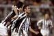 PALERMO, ITALY - JANUARY 7: Adrian Mutu and Zlatan Ibrahimovic of Juventus Celebrate Mutu's Goal during the Serie A match between Palermo and Juventus at the La Favorita stadium on January 7, 2006 in Palermo Italy. (Photo by New Press/Getty Images)