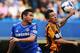 LONDON, ENGLAND - AUGUST 18: Frank Lampard of Chelsea challenges for a header with Robert Koren of Hull City during the Barclays Premier League match between Chelsea and Hull City at Stamford Bridge on August 18, 2013 in London, England. (Photo by Clive