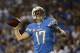 SAN DIEGO, CA - OCTOBER 14: Philip Rivers #17 of the San Diego Chargers throws the ball against the Indianapolis Colts on October 14, 2013 at Qualcomm Stadium in San Diego, California. (Photo by Donald Miralle/Getty Images)