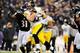 December 2, 2012;Baltimore, MD, USA; Pittsburgh Steelers tight end Heath Miller (83) gets tackled by Baltimore Ravens safety Bernard Pollard (31) at M&T Bank Stadium. Mandatory Credit: Evan Habeeb-USA TODAY Sports