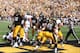 IOWA CITY, IOWA- SEPTEMBER 7: Running back Mark Weisman #45 of the Iowa Hawkeyes celebrates with teammates after scoring a touchdown during the third quarter against the Missouri State Bears on September 7, 2013 at Kinnick Stadium in Iowa City, Iowa. Iow