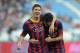 ALMERIA, SPAIN - SEPTEMBER 28: Lionel Messi (L) celebrates with Cesc Fabregas
after scoring FC Barcelona's opening goal during the La Liga match between UD Almeria and FC Barcelona on September 28, 2013 in Almeria, Spain. (Photo by Denis Doyle/Getty Im