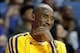 Oct 8, 2013; Ontario, CA, USA; Los Angeles Lakers guard Kobe Bryant reacts during the game against the Denver Nuggets at Citizens Business Bank Arena. The Lakers defeated the Nuggest 90-88. Mandatory Credit: Kirby Lee-USA TODAY Sports