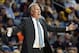 Oct 8, 2013; Ontario, CA, USA; Los Angeles Lakers coach Mike D'Antoni reacts during the game against the Denver Nuggets at Citizens Business Bank Arena. The Lakers defeated the Nuggest 90-88. Mandatory Credit: Kirby Lee-USA TODAY Sports