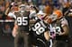 CLEVELAND, OH - OCTOBER 3: Defensive end Armonty Bryant #95 of the Cleveland Browns celebrates after sacking quarterback Jeff Tuel #8 of the Buffalo Bills during the second half at FirstEnergy Stadium on October 3, 2013 in Cleveland, Ohio. The Browns defe