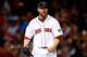 BOSTON, MA - OCTOBER 12: Jon Lester #31 of the Boston Red Sox reacts in the sixth inning against the Detroit Tigers during Game One of the American League Championship Series at Fenway Park on October 12, 2013 in Boston, Massachusetts. (Photo by Jared W